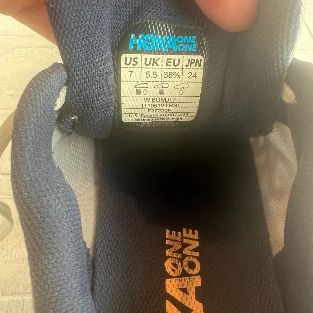 Hoka One One Bondi‎ 7 Sneakers Womens Running Shoes Lunar Rock Blue Cushioned